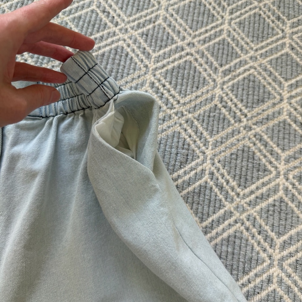 HUNTER BELL Aspen Shorts - Light Demin High Waist Shorts w/ Elastic Waist - Picture 4 of 9